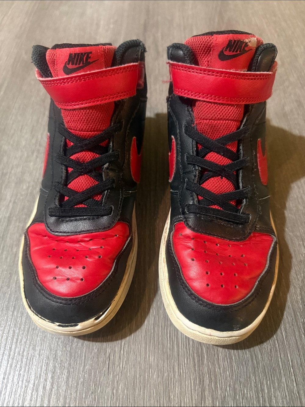 Nike Kids High-Top Sneakers in Black and Red